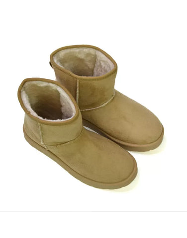 Junie Classic Flat Ankle Winter  Boots with Faux Fur Insoles in Sand