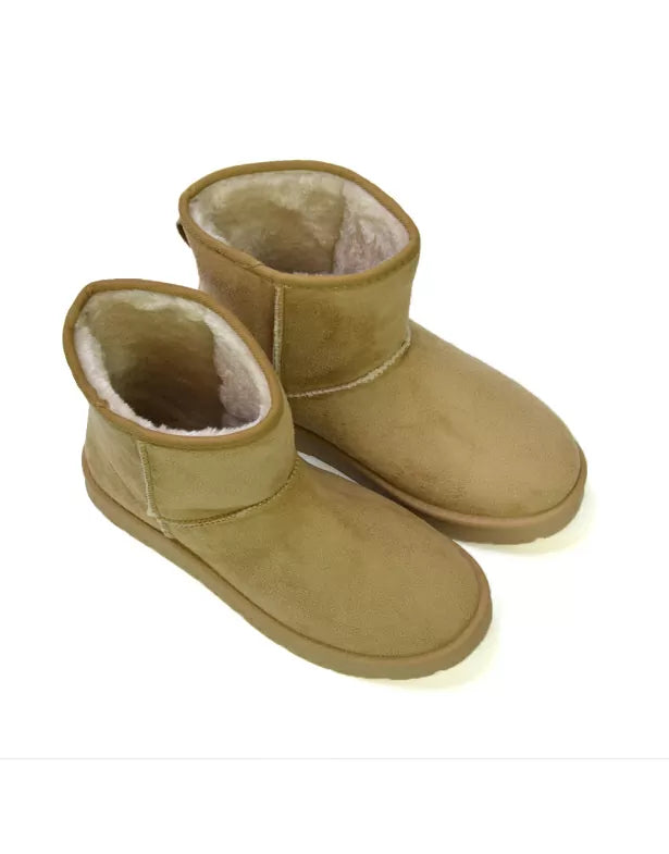 Junie Classic Flat Ankle Winter  Boots with Faux Fur Insoles in Mushroom