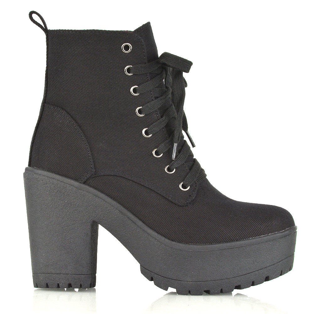 high heel platform boots