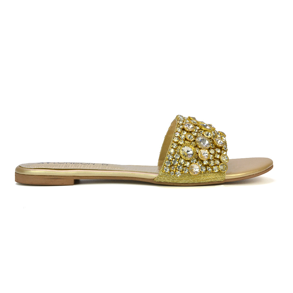 gold flat sandals