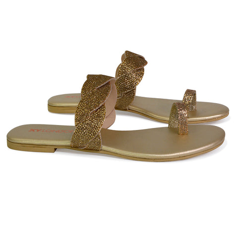 gold toe post sandals