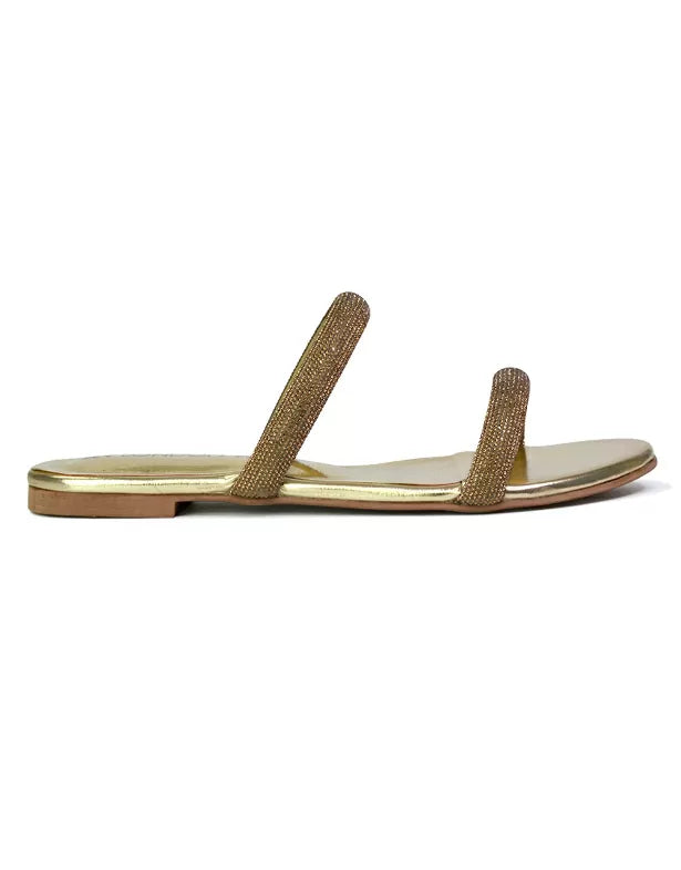 gold flat sandals