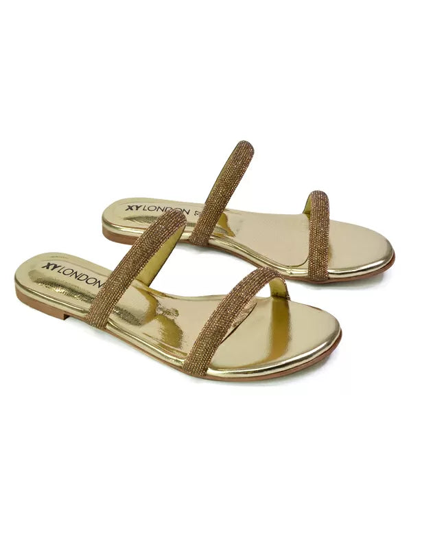 gold diamante sandals