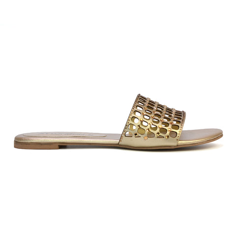 gold flat sandals