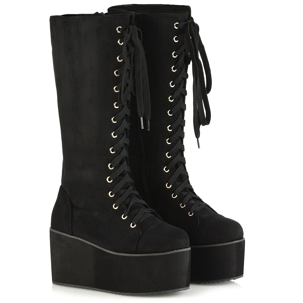 Black Boots, Black Platform boots, Black Long Boots