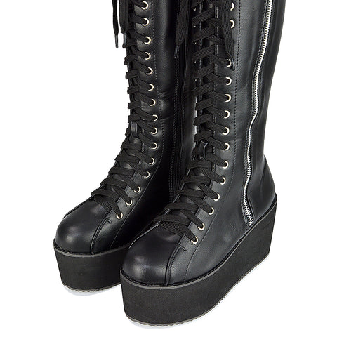 Black Wedge Boots