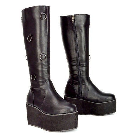 Black Mid Calf Boots Womens