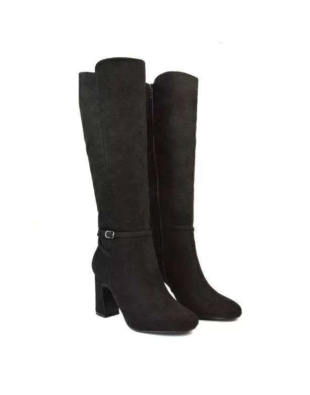 black heeled boots