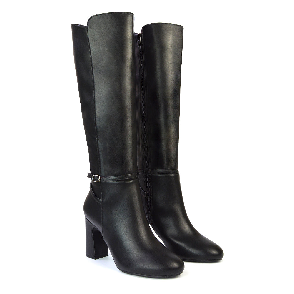 black heeled boots