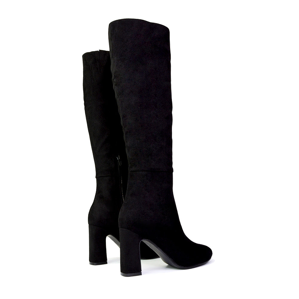 black block heeled boots