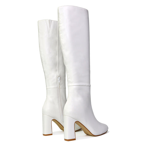 white block heeled boots