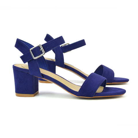 navy mid block heels