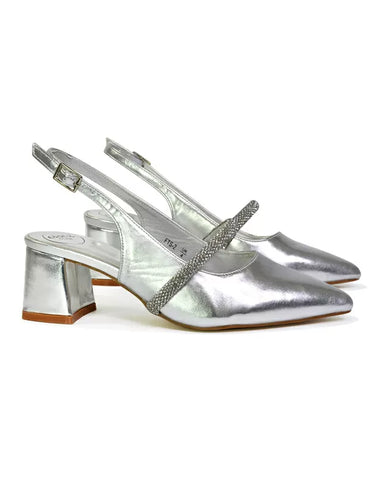 silver block heels