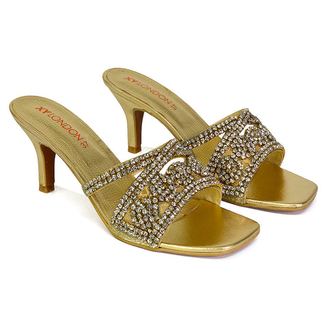 gold high heels