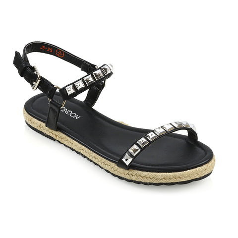 black flat sandals