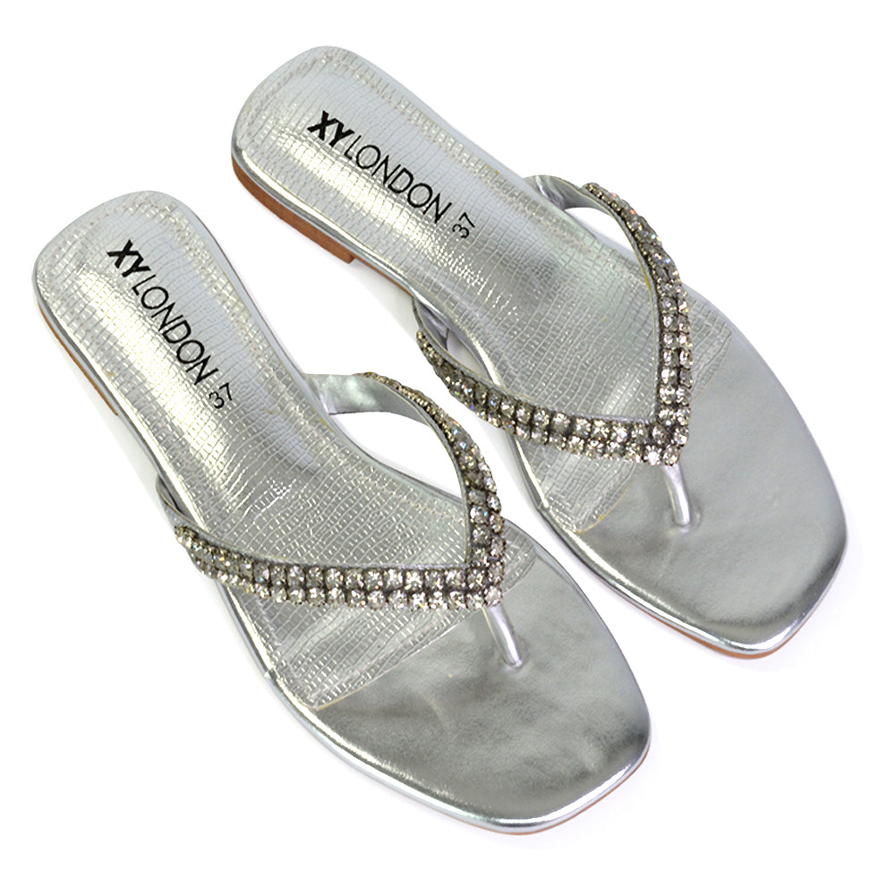 Silver platform flip flops online