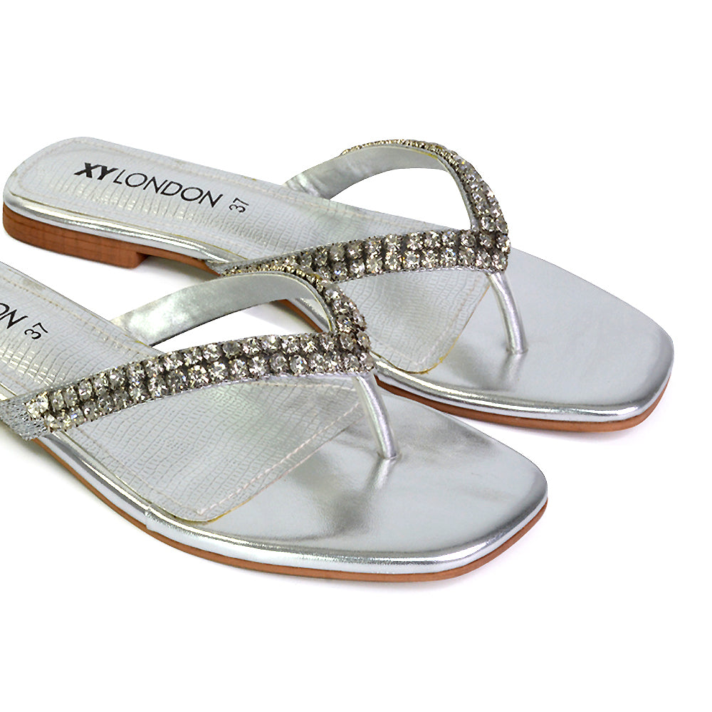 Silver flip flops uk online