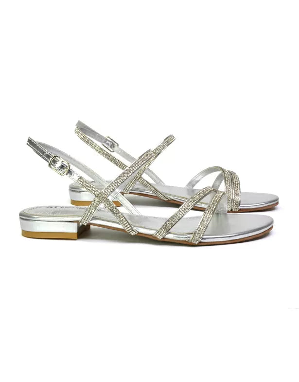 silver diamante sandals