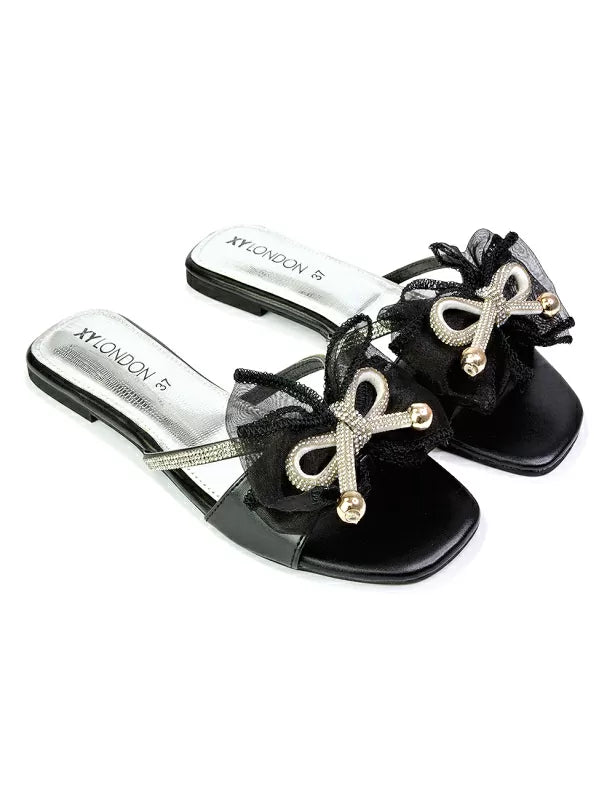 black diamante bow shoes