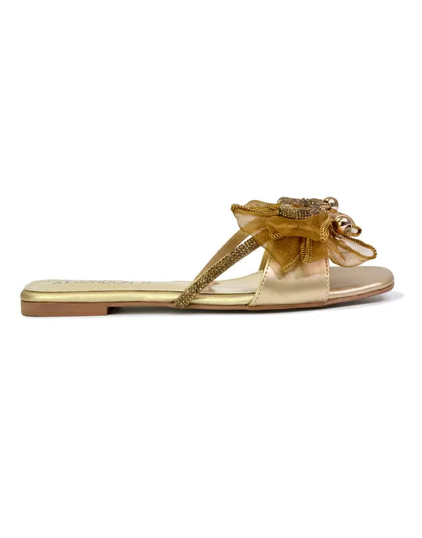 gold flat sandals