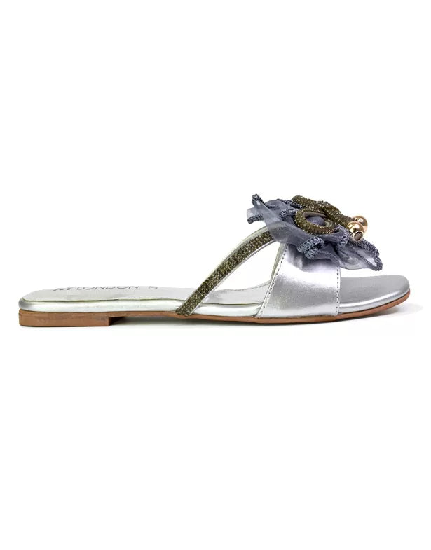 silver flat sandals