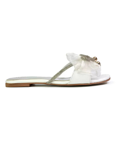 white flat sandals