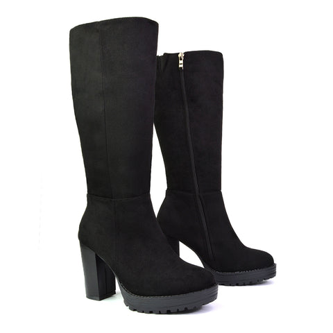 black heeled boots