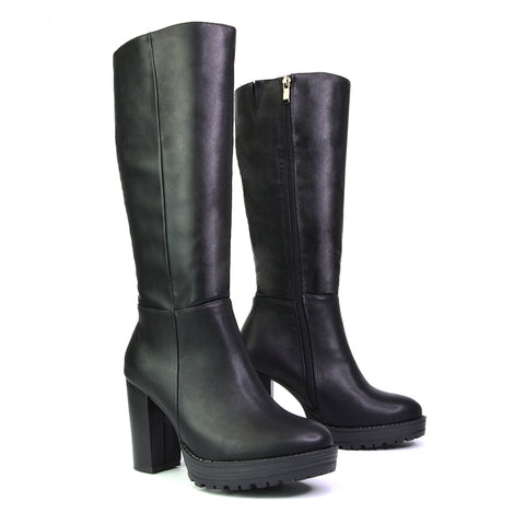 black platform boots