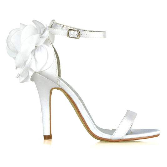 Zola Flower High Stiletto Heels In White XY London xylondon