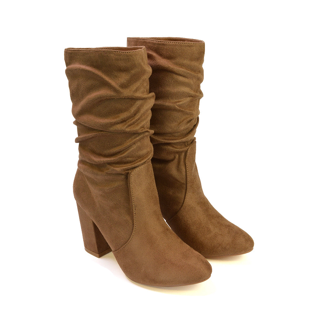 tan block heeled boots