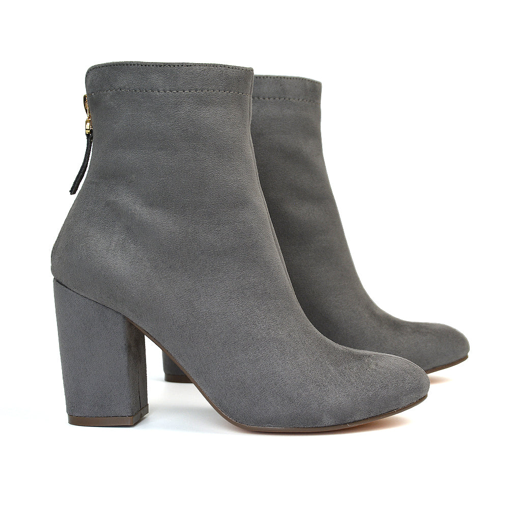 grey block heeled boots