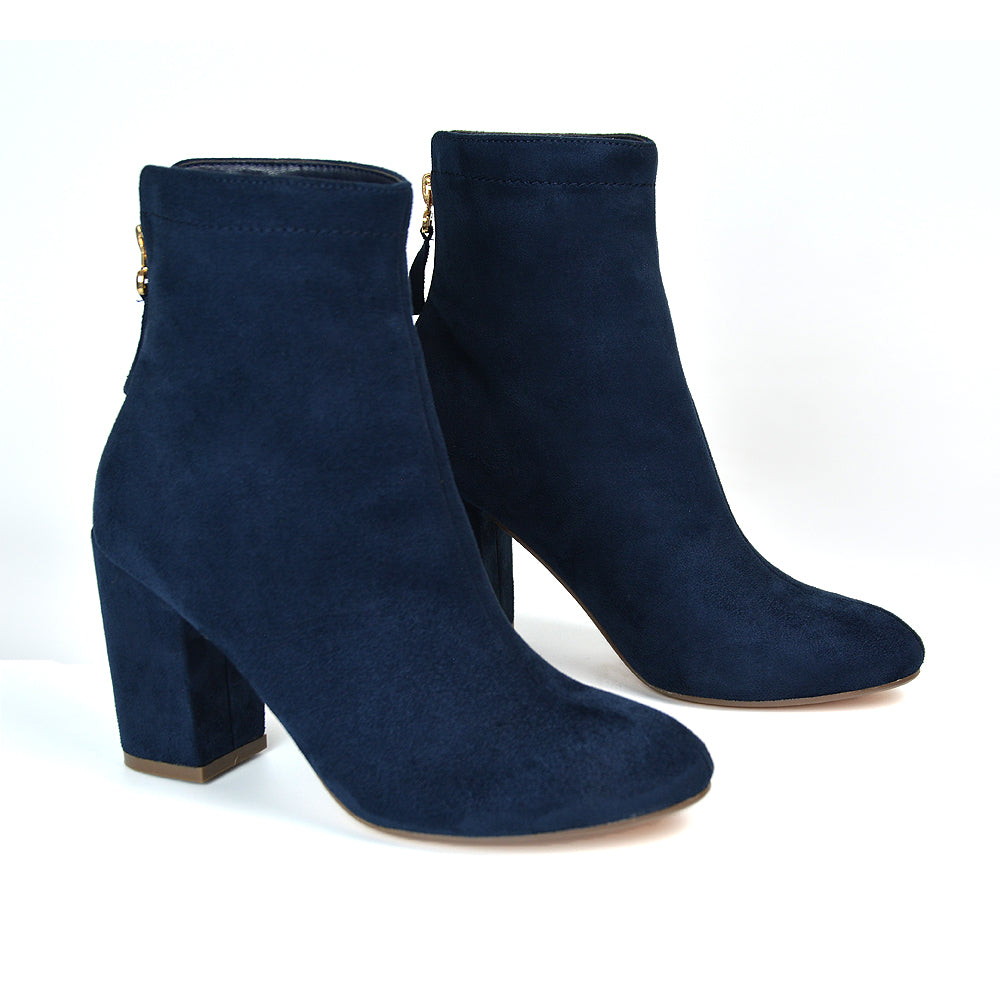 navy heeled boots