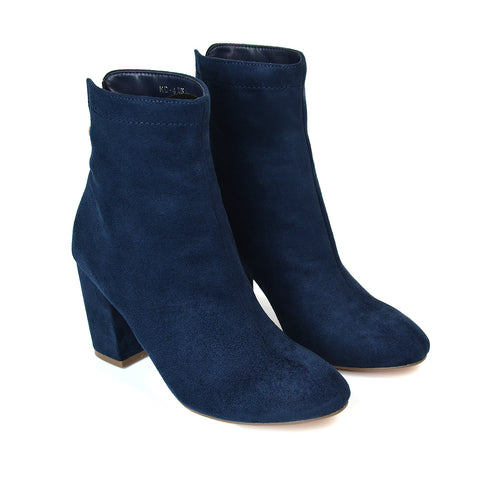 navy heeled ankle boots