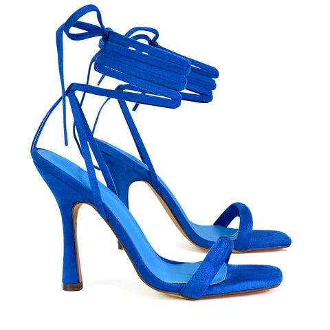 blue tie up heels