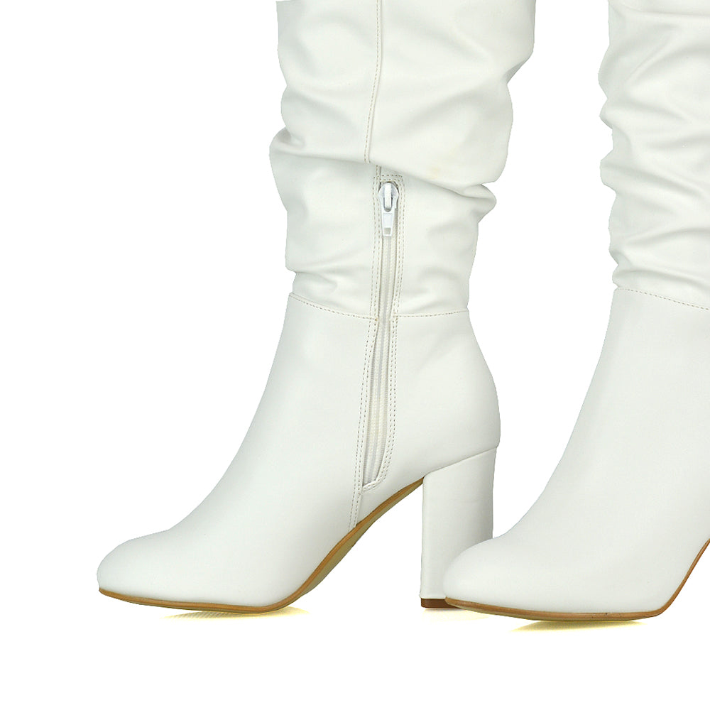  white knee high boots