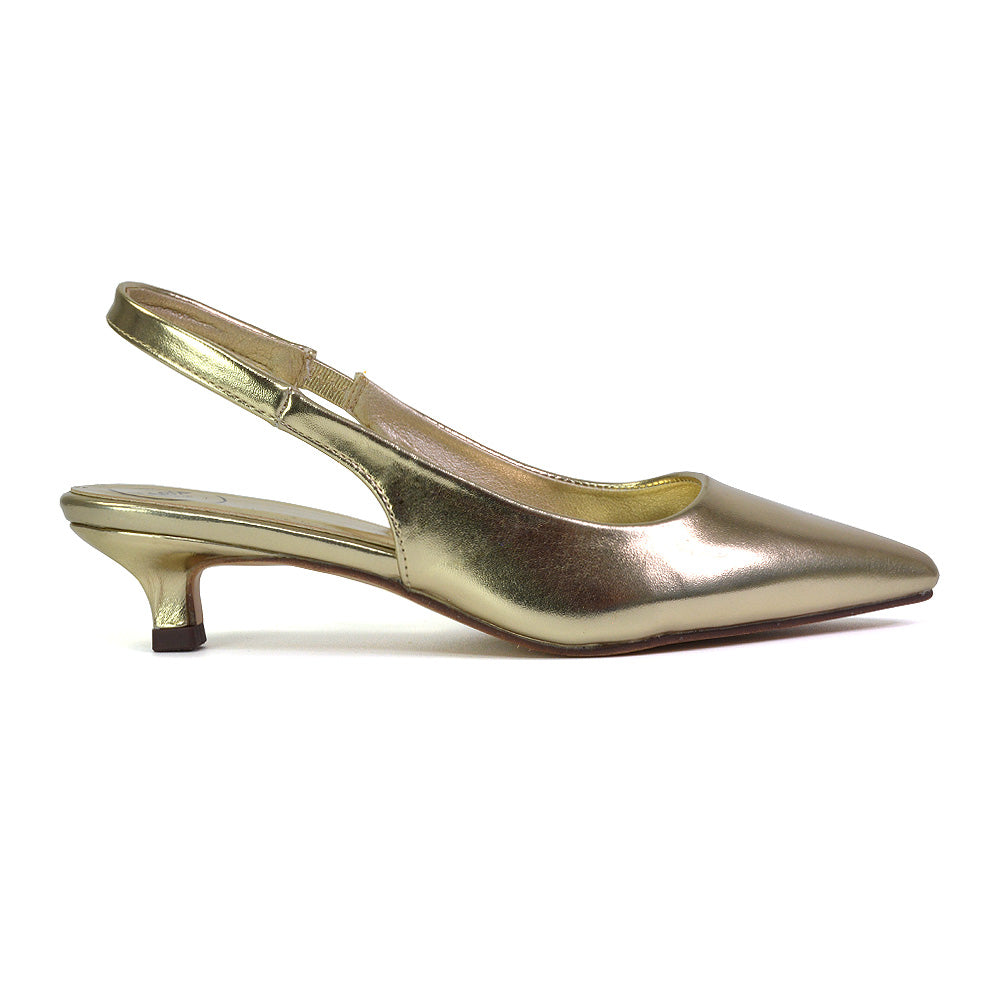 gold low heels