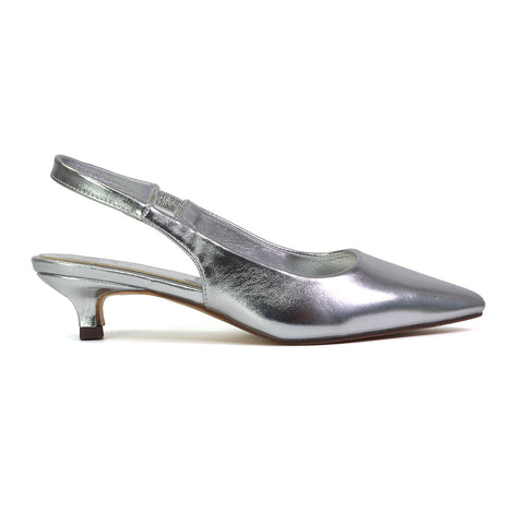 silver low heels