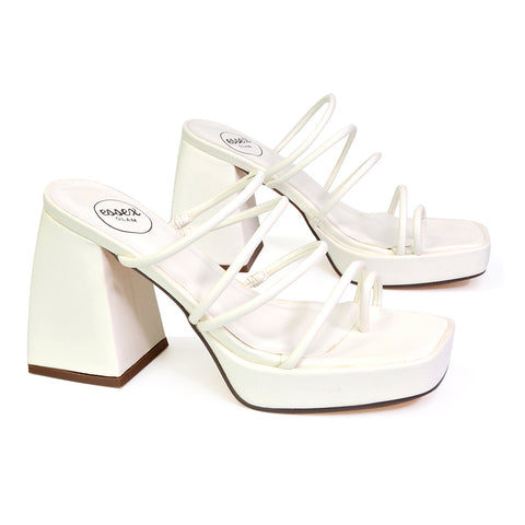 white platform heels