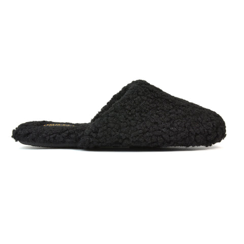 Jody Borg Cosy Slip On Closed Round Toe Mule Flat Slippers in Black