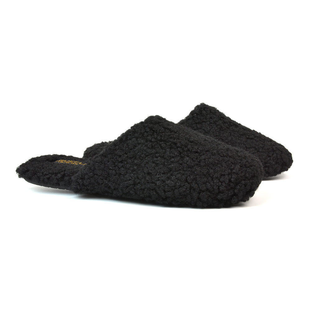 Jody Borg Cosy Slip On Closed Round Toe Mule Flat Slippers in Black