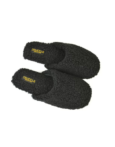 Jody Borg Cosy Slip On Closed Round Toe Mule Flat Slippers in Black