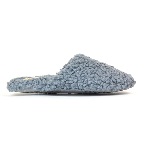 Jody Borg Cosy Slip On Closed Round Toe Mule Flat Slippers in Grey