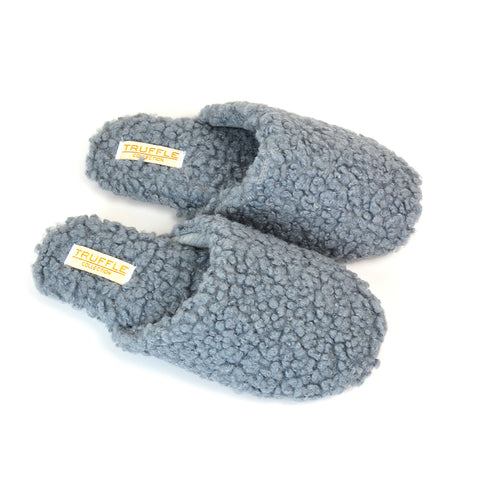 Jody Borg Cosy Slip On Closed Round Toe Mule Flat Slippers in Grey