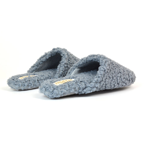 Jody Borg Cosy Slip On Closed Round Toe Mule Flat Slippers in Grey