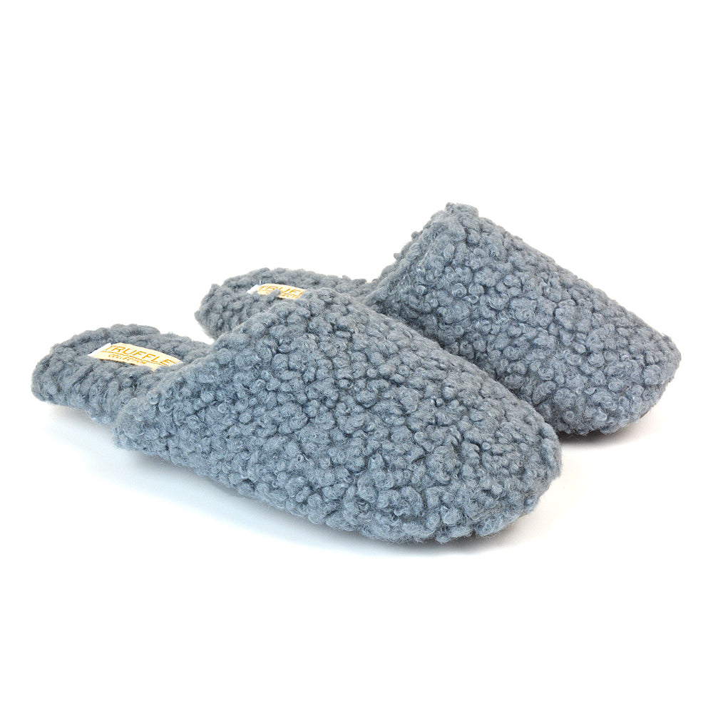 Jody Borg Cosy Slip On Closed Round Toe Mule Flat Slippers in Grey