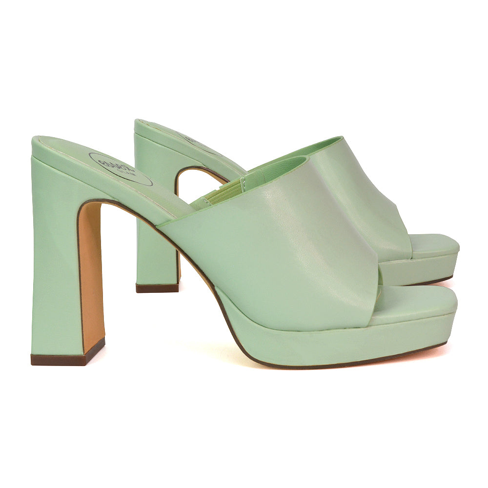 green platform heels