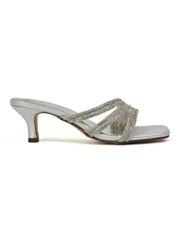 silver low heels