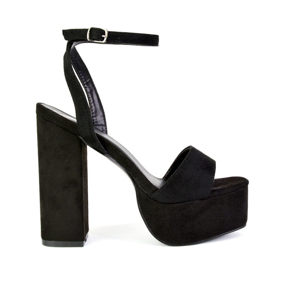 Jayce Strappy Chunky Block High Heel Shoes Platform in Black
