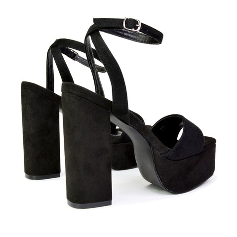 Jayce Strappy Chunky Block High Heel Shoes Platform in Black
