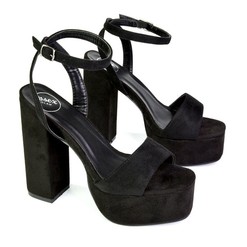 Jayce Strappy Chunky Block High Heel Shoes Platform in Black